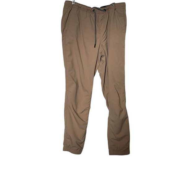 Hurley Mens Beige Nylon Tech Flat Front Drawstring Elastic Waist Jogger Pants XL - Picture 1 of 8